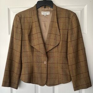 Giorgio Armani Vintage silk wool Brown Herringbone Structured Blazer 4